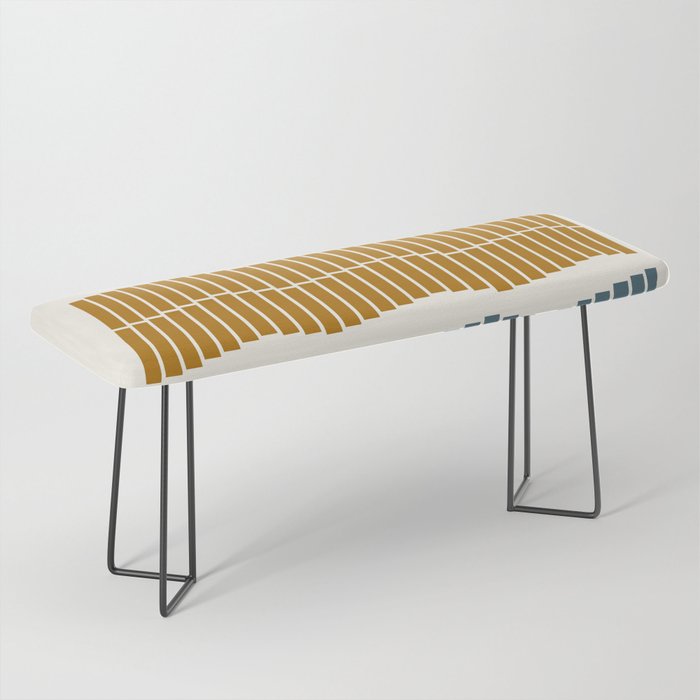Minimalist Wavy Geometric Pattern in Pink, Gold, and Blue Bench Gallery Image 1