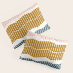 Minimalist Wavy Geometric Pattern in Pink, Gold, and Blue Pillow Sham Gallery Image 3