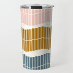 Minimalist Wavy Geometric Pattern in Pink, Gold, and Blue Travel Mug Gallery Image 1