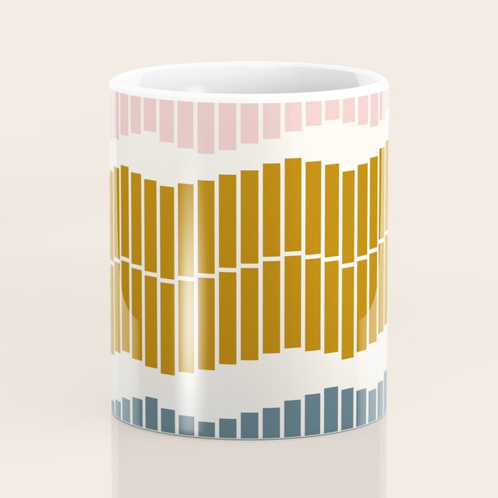 Minimalist Wavy Geometric Pattern in Pink, Gold, and Blue Coffee Mug Gallery Image 4