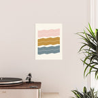 Minimalist Wavy Geometric Pattern in Pink, Gold, and Blue Poster Gallery Image 2