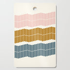 Minimalist Wavy Geometric Pattern in Pink, Gold, and Blue Cutting Board Gallery Image 1