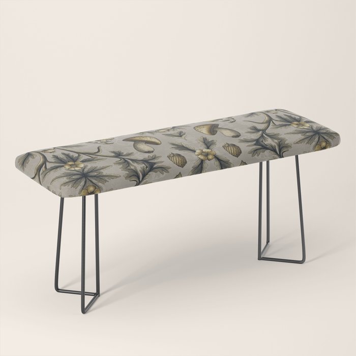 William Morris Style Forest Tales Cabincore Pattern Beige Bench Gallery Image 1