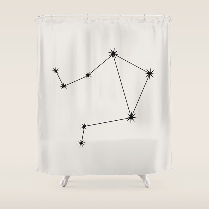 Libra Zodiac Star Constellation Line Art White Shower Curtain Gallery Image 1