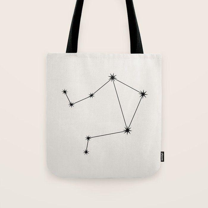 Libra Zodiac Star Constellation Line Art White Tote Bag Gallery Image 1