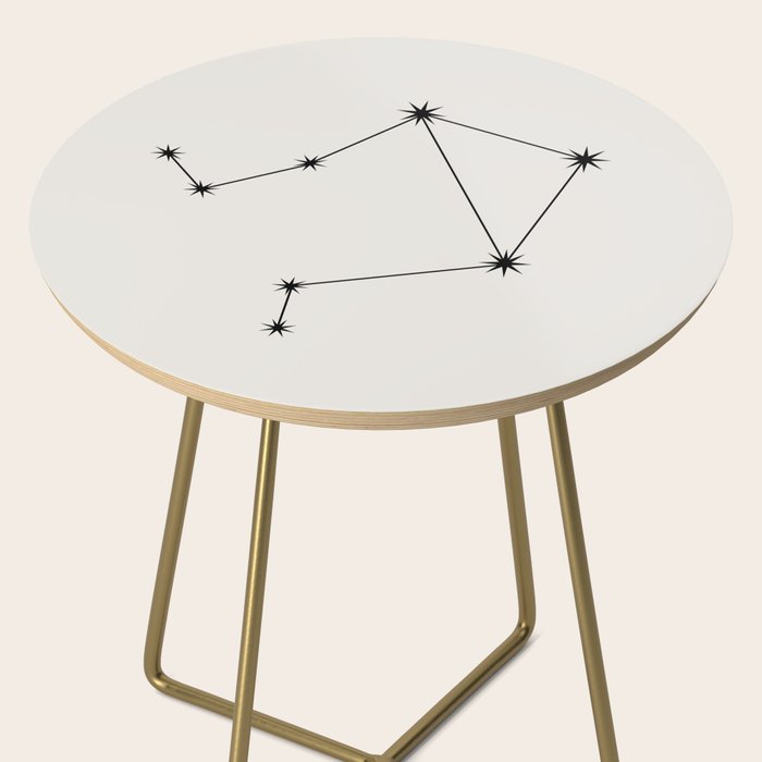 Libra Zodiac Star Constellation Line Art White Side Table Gallery Image 2