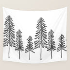 Pine Trees - Black Ink Wall Tapestry Gallery Image 4