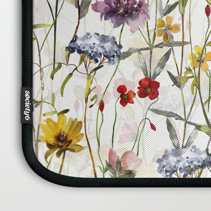 Scandinavian Colorful Midsummer Dried Wildflowers Watercolor Meadow  14 Laptop Sleeve Gallery Image 3