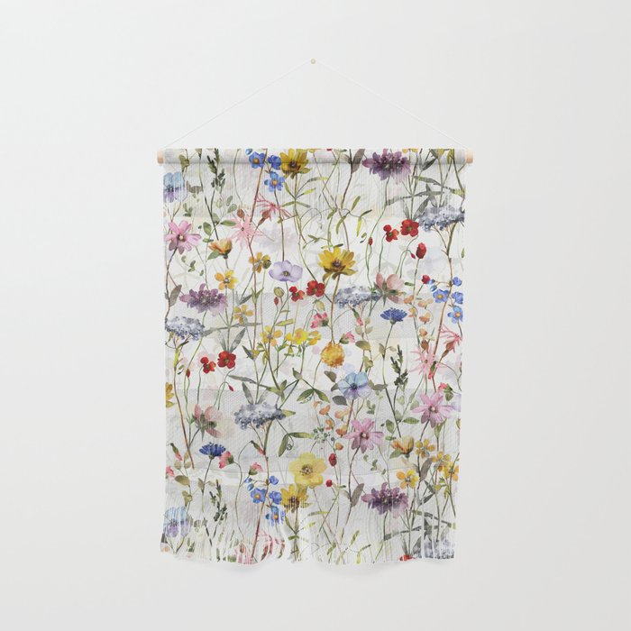 Scandinavian Colorful Midsummer Dried Wildflowers Watercolor Meadow  14 Wall Hanging Gallery Image 1