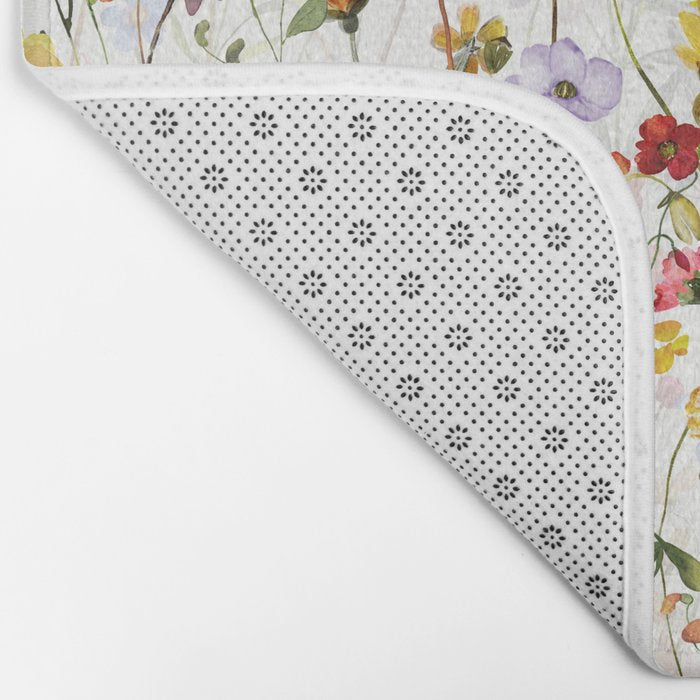 Scandinavian Colorful Midsummer Dried Wildflowers Watercolor Meadow  14 Bath Mat Gallery Image 2
