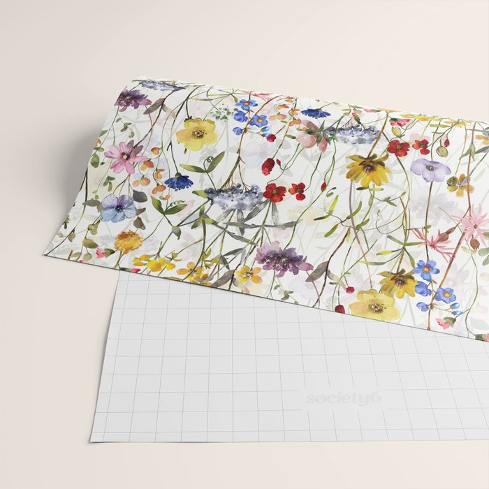 Scandinavian Colorful Midsummer Dried Wildflowers Watercolor Meadow  14 Wrapping Paper Gallery Image 2