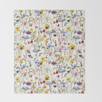 Scandinavian Colorful Midsummer Dried Wildflowers Watercolor Meadow  14 Throw Blanket Gallery Image 2