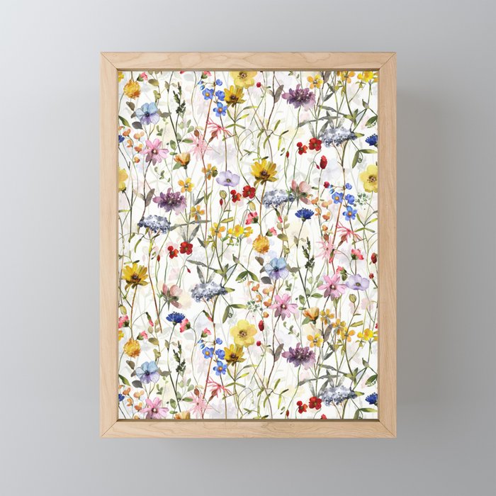 Scandinavian Colorful Midsummer Dried Wildflowers Watercolor Meadow  14 Mini Art Print Gallery Image 1
