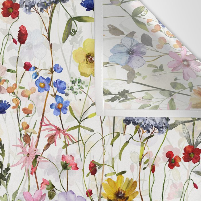 Scandinavian Colorful Midsummer Dried Wildflowers Watercolor Meadow  14 Wall Tapestry Gallery Image 3