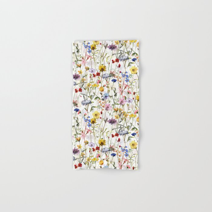 Scandinavian Colorful Midsummer Dried Wildflowers Watercolor Meadow  14 Bath Towel Gallery Image 1