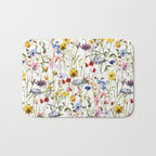 Scandinavian Colorful Midsummer Dried Wildflowers Watercolor Meadow  14 Bath Mat Gallery Image 1