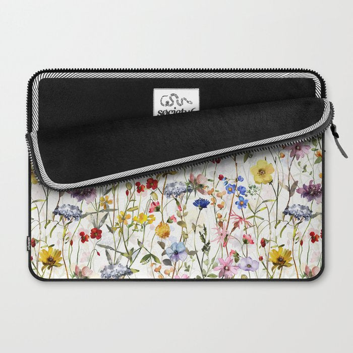 Scandinavian Colorful Midsummer Dried Wildflowers Watercolor Meadow  14 Laptop Sleeve Gallery Image 2