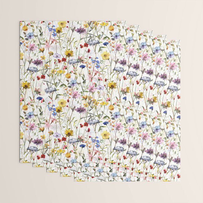 Scandinavian Colorful Midsummer Dried Wildflowers Watercolor Meadow  14 Wrapping Paper Gallery Image 3