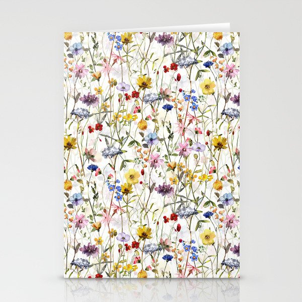 Scandinavian Colorful Midsummer Dried Wildflowers Watercolor Meadow  14 Stationery Card Gallery Image 2