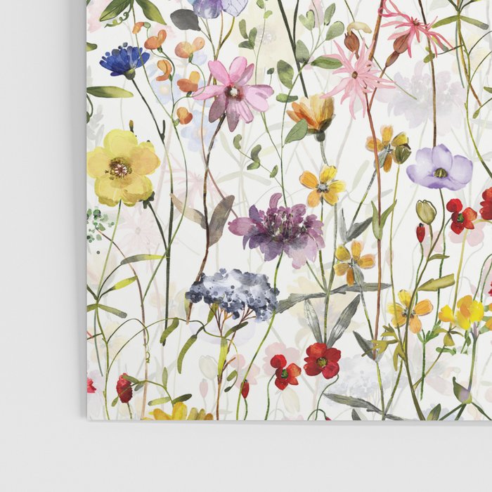 Scandinavian Colorful Midsummer Dried Wildflowers Watercolor Meadow  14 Poster Gallery Image 3