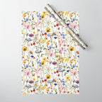 Scandinavian Colorful Midsummer Dried Wildflowers Watercolor Meadow  14 Wrapping Paper Gallery Image 1