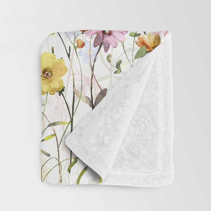 Scandinavian Colorful Midsummer Dried Wildflowers Watercolor Meadow  14 Throw Blanket Gallery Image 3