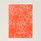 Cheerful Doodle Flowers Pattern in Orange and Ice Blue Stationery Card Gallery Image 2