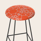 Cheerful Doodle Flowers Pattern in Orange and Ice Blue Stool Gallery Image 2