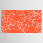 Cheerful Doodle Flowers Pattern in Orange and Ice Blue Tablecloth Gallery Image 2