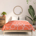 Cheerful Doodle Flowers Pattern in Orange and Ice Blue Comforter Gallery Image 3