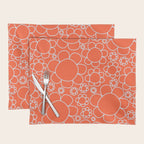 Cheerful Doodle Flowers Pattern in Orange and Ice Blue Placemat Gallery Image 1