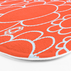 Cheerful Doodle Flowers Pattern in Orange and Ice Blue Bath Mat Gallery Image 3