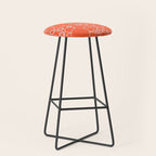 Cheerful Doodle Flowers Pattern in Orange and Ice Blue Stool Gallery Image 1