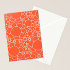 Cheerful Doodle Flowers Pattern in Orange and Ice Blue Stationery Card Gallery Image 2