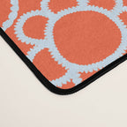 Cheerful Doodle Flowers Pattern in Orange and Ice Blue Desk Mat Gallery Image 4