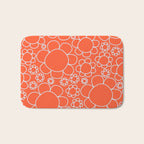 Cheerful Doodle Flowers Pattern in Orange and Ice Blue Bath Mat Gallery Image 1