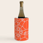 Cheerful Doodle Flowers Pattern in Orange and Ice Blue Wine Chiller Gallery Image 2