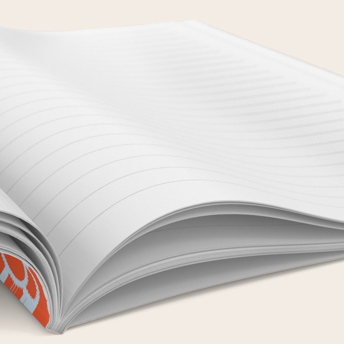 Cheerful Doodle Flowers Pattern in Orange and Ice Blue Notebook Gallery Image 2
