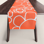 Cheerful Doodle Flowers Pattern in Orange and Ice Blue Table Runner Gallery Image 1