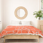 Cheerful Doodle Flowers Pattern in Orange and Ice Blue Duvet Cover Gallery Image 3