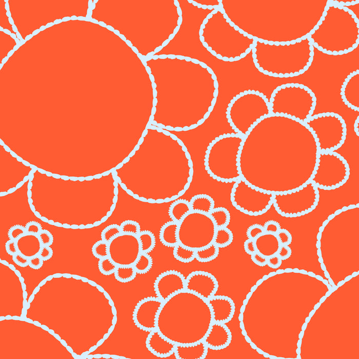 Cheerful Doodle Flowers Pattern in Orange and Ice Blue Coffee Mug Gallery Image 2