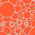Cheerful Doodle Flowers Pattern in Orange and Ice Blue Coffee Mug Gallery Image 2