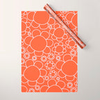Cheerful Doodle Flowers Pattern in Orange and Ice Blue Wrapping Paper Gallery Image 1