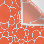 Cheerful Doodle Flowers Pattern in Orange and Ice Blue Wall Tapestry Gallery Image 3