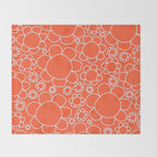 Cheerful Doodle Flowers Pattern in Orange and Ice Blue Throw Blanket Gallery Image 2