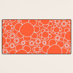 Cheerful Doodle Flowers Pattern in Orange and Ice Blue Desk Mat Gallery Image 3