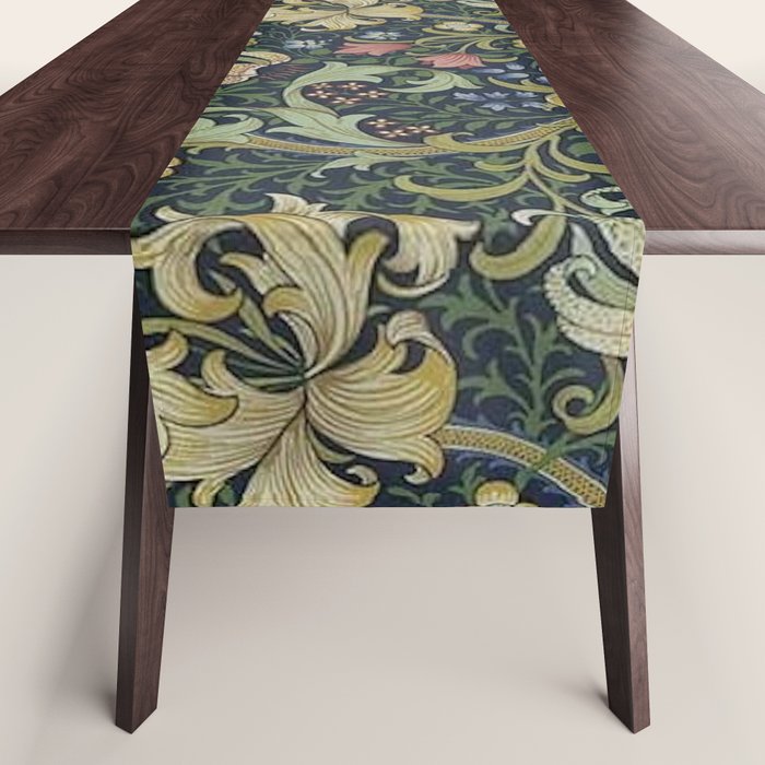William Morris Golden Lily Midnight Green Vintage Pattern Table Runner Gallery Image 1