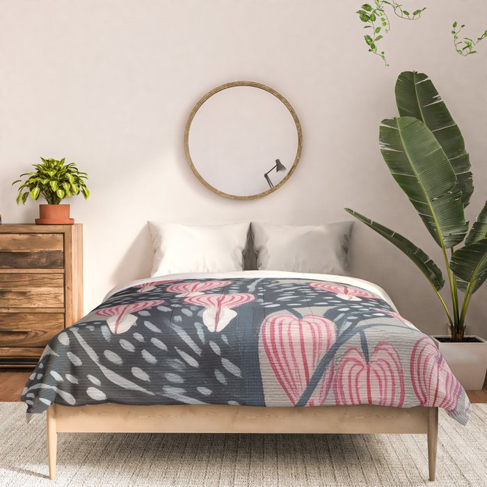Bleeding Heart Flower Drawing Comforter Gallery Image 3