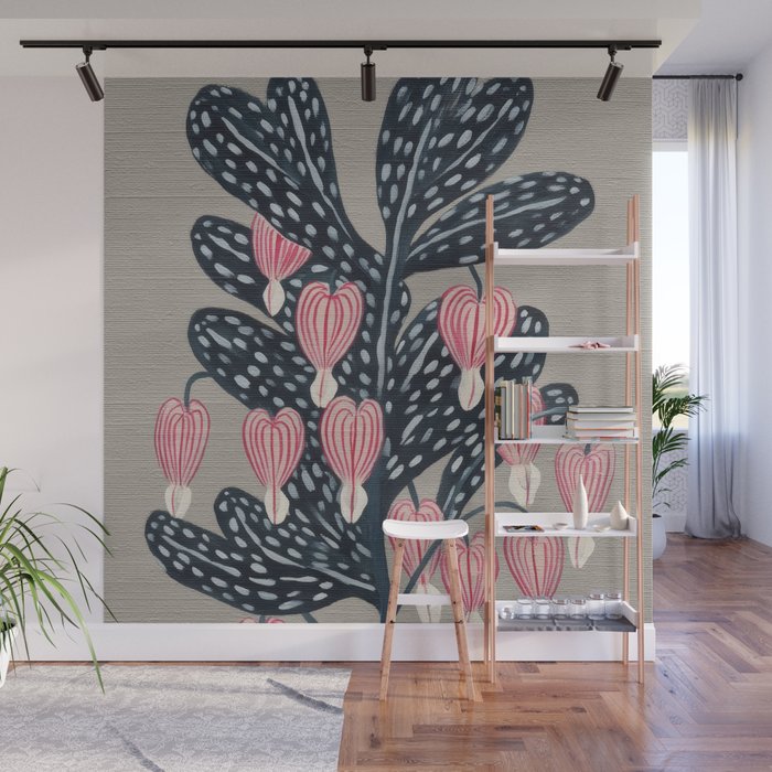 Bleeding Heart Flower Drawing Wall Mural Gallery Image 1