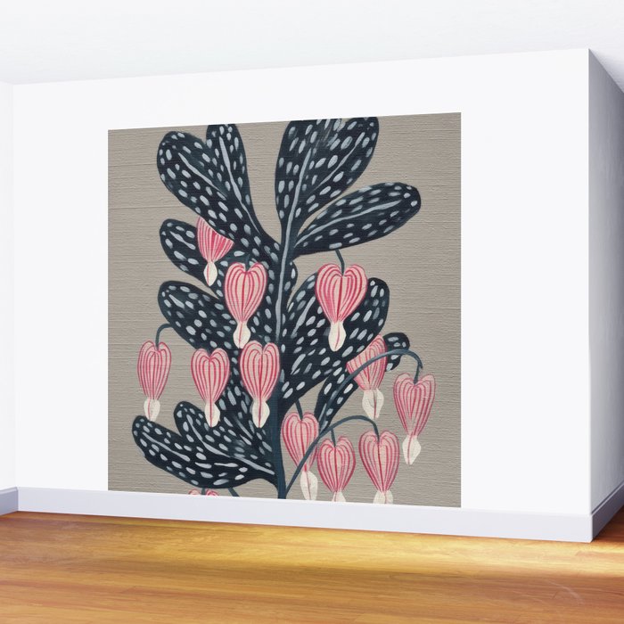 Bleeding Heart Flower Drawing Wall Mural Gallery Image 2